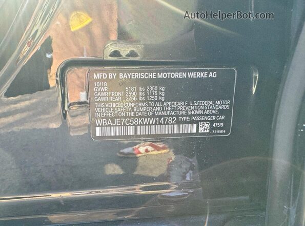 WBAJE7C58KWW14782 2019 BMW 7 SERIES Black 