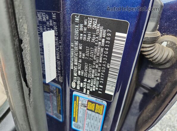 5XYPGDA53JG413697 2018 KIA SORENTO Blue Widok wnętrza 360 stopni