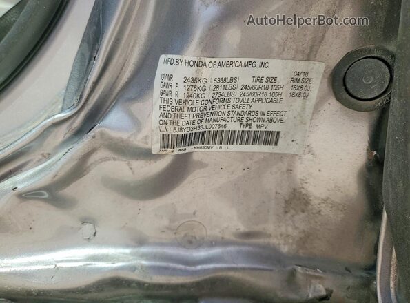 5J8YD3H33JL007646 2018 ACURA MDX Silver 