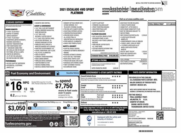 1GYS4GKL0MR398206 2021 CADILLAC ESCALADE Белый Вид подкапотного пространства