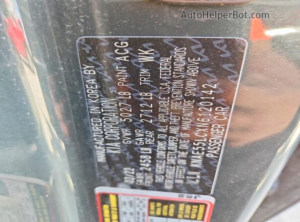 KNAE55LCXN6120142 2022 KIA STINGER Black 