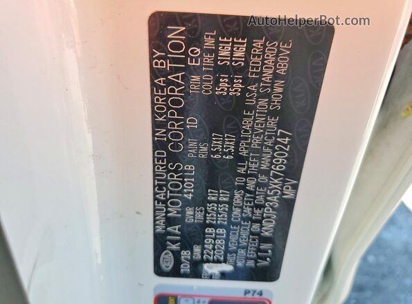 KNDJP3A5XK7690247 2019 KIA SOUL White 