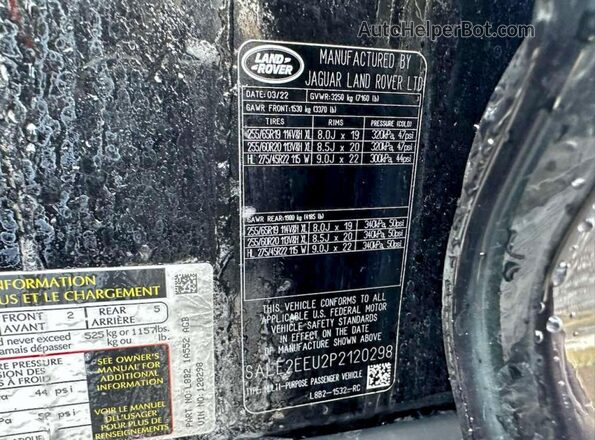 SALE2EEU2P2120298 2023 LAND ROVER DEFENDER Black Սալոնի հետևի տեսք