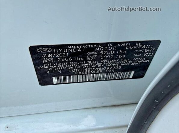 KMTGB4SC2NU092298 2022 GENESIS G80 Белый Вид задней части салона