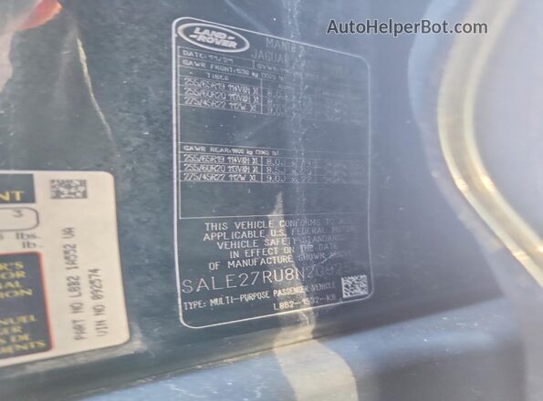 SALE27RU8N2092574 2022 LAND ROVER DEFENDER Black 