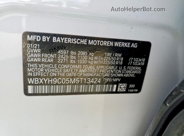 WBXYH9C05M5T13424 2021 BMW MOTORRAD X1 White 