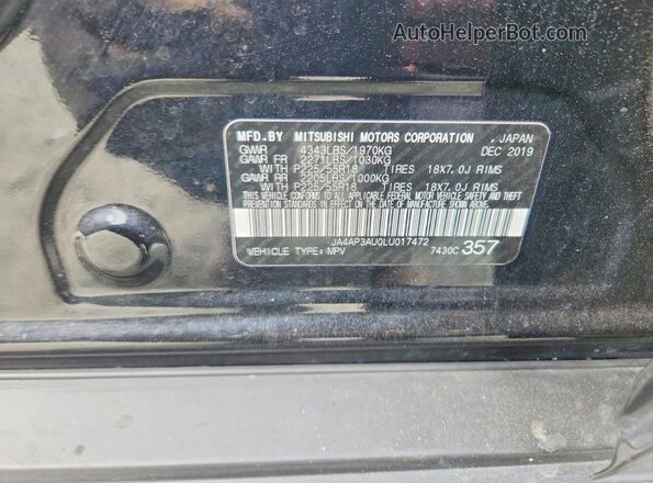 JA4AP3AU0LU017472 2020 MITSUBISHI OUTLANDER Black Панорамний вид салону 360°