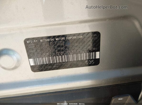 JA4AS3AA7LZ033742 2020 MITSUBISHI ECLIPSE CROSS Silver ძრავის განყოფილების ხედი