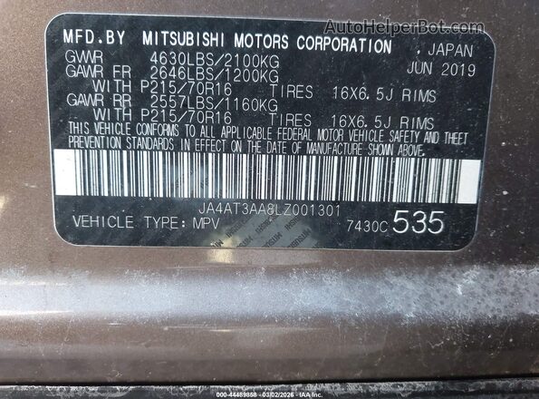 JA4AT3AA8LZ001301 2020 MITSUBISHI ECLIPSE CROSS Brown 