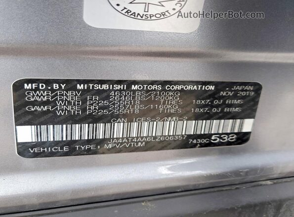 JA4AT4AA6LZ606357 2020 MITSUBISHI ECLIPSE Silver 