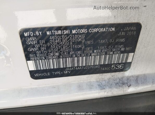 JA4AT4AA7JZ070340 2018 MITSUBISHI ECLIPSE CROSS White Vista del compartimento del motor