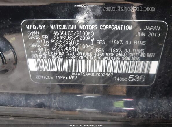 JA4AT5AA6LZ002667 2020 MITSUBISHI ECLIPSE CROSS Black 
