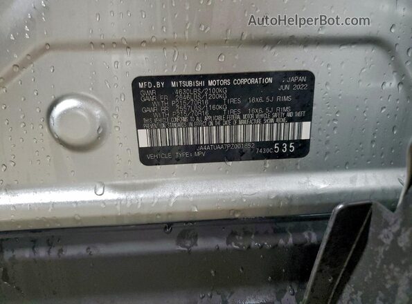 JA4ATUAA7PZ001852 2023 MITSUBISHI ECLIPSE Silver VIN sticker view