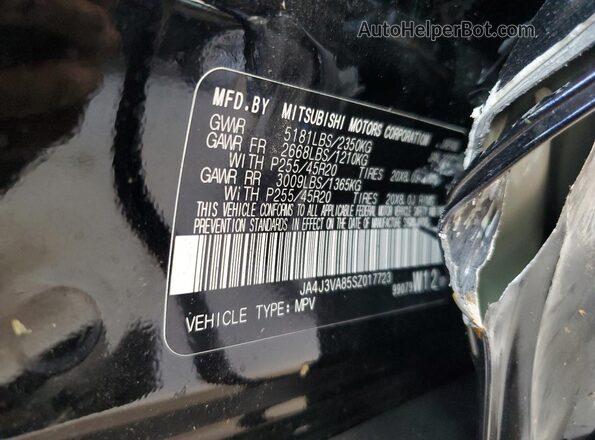 JA4J3VA85SZ017723 2025 MITSUBISHI OUTLANDER Black Widok naklejki z numerem VIN