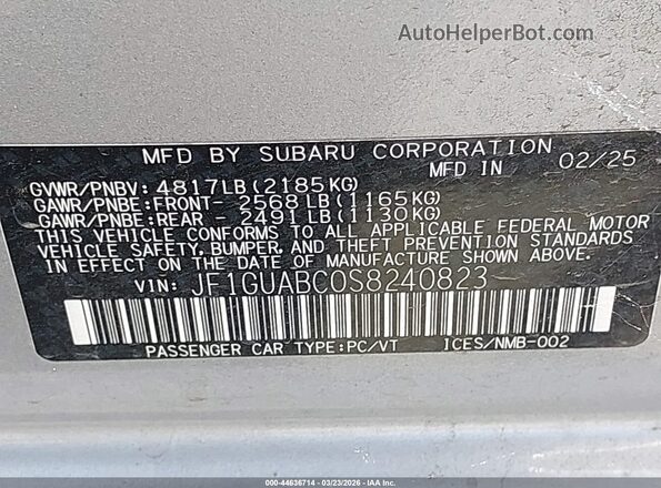 JF1GUABC0S8240823 2025 SUBARU IMPREZA Серебряный Вид подкапотного пространства
