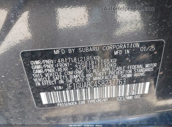 JF1GUABC4S8237763 2025 SUBARU IMPREZA Gray Vista del compartimento del motor