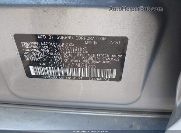 JF1VA1C69L9834265 2020 SUBARU WRX Silver Vista del compartimento del motor
