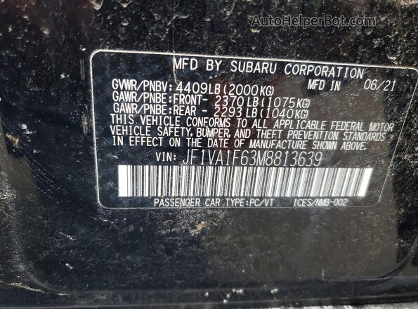 JF1VA1F63M8813639 2021 SUBARU WRX Black ძრავის განყოფილების ხედი
