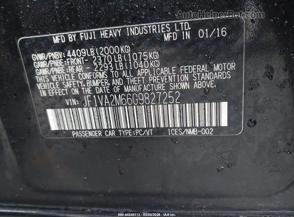 JF1VA2M66G9827252 2016 SUBARU WRX STI Black Вид підкапотного простору