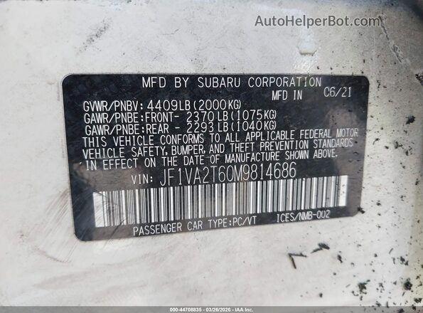 JF1VA2T60M9814686 2021 SUBARU WRX STI White Widok komory silnika