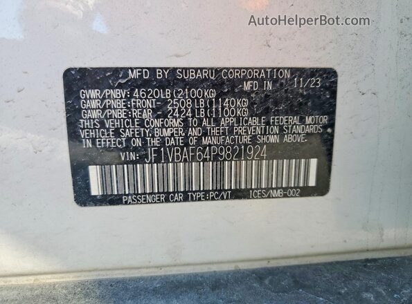 JF1VBAF64P9821924 2023 SUBARU WRX Белый Вид подкапотного пространства