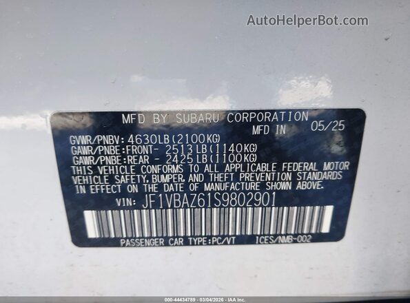 JF1VBAZ61S9802901 2025 SUBARU WRX White Widok komory silnika