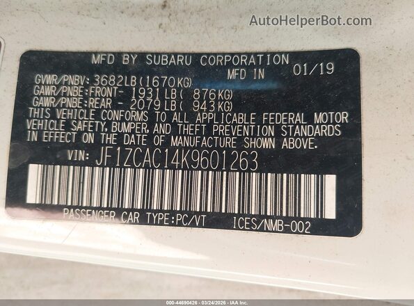 JF1ZCAC14K9601263 2019 SUBARU BRZ Фиолетовый Вид подкапотного пространства