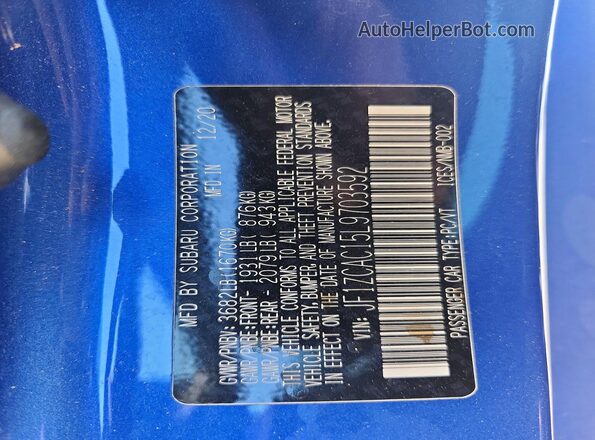 JF1ZCAC15L9703592 2020 SUBARU BRZ Blue Vista del compartimento del motor