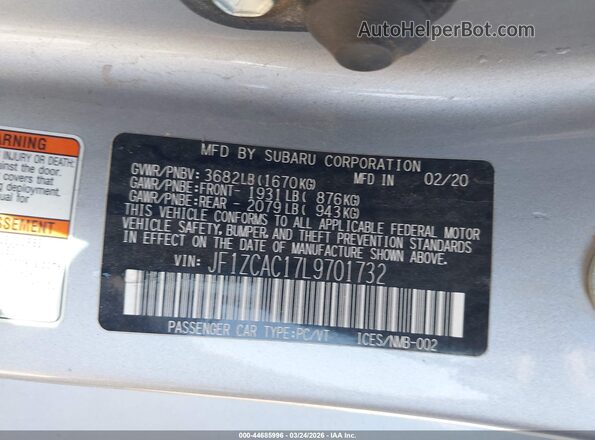 JF1ZCAC17L9701732 2020 SUBARU BRZ Silver ძრავის განყოფილების ხედი