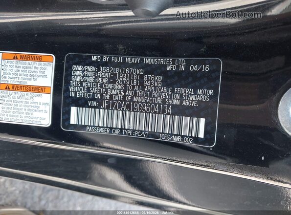JF1ZCAC19G9604134 2016 SUBARU BRZ Black Engine compartment view