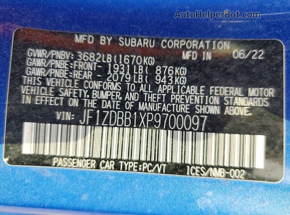 JF1ZDBB1XP9700097 2023 SUBARU BRZ Blue 