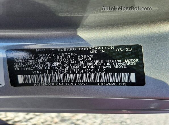 JF1ZDBE13P9704293 2023 SUBARU BRZ Silver Շարժիչի բաժամունքի տեսք