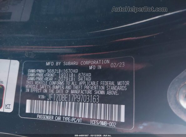 JF1ZDBE17P9703163 2023 SUBARU BRZ Black Widok komory silnika