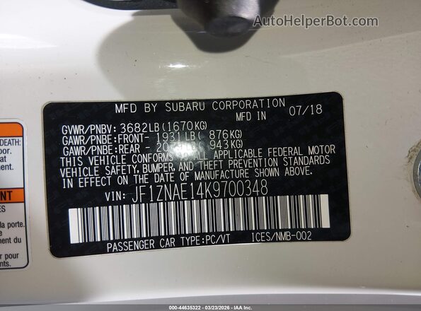JF1ZNAE14K9700348 2019 TOYOTA 86 White 