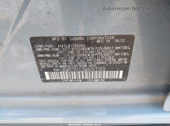 JF2GTAEC3N8263169 2022 SUBARU CROSSTREK Blue Вид підкапотного простору