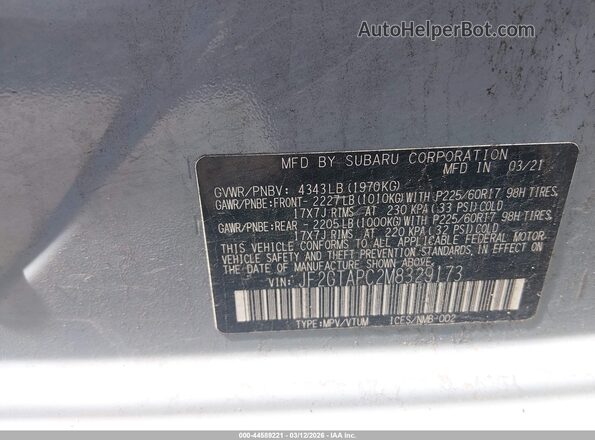 JF2GTAPC2M8329173 2021 SUBARU CROSSTREK Light Blue Շարժիչի բաժամունքի տեսք