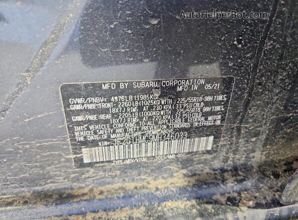 JF2GTHMC9MH346033 2021 SUBARU CROSSTREK Угольный Вид наклейки с VIN-кодом