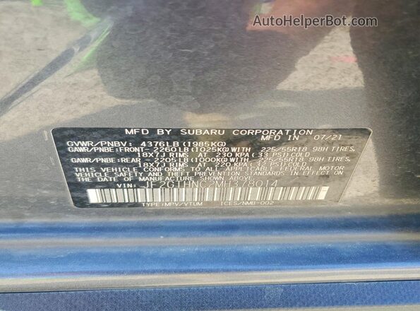 JF2GTHNC2MH378014 2021 SUBARU CROSSTREK Charcoal სალონის 360-გრადუსიანი ხედი