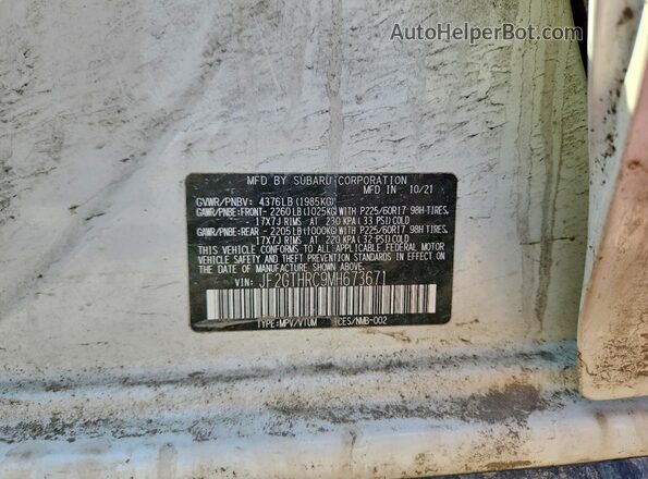 JF2GTHRC9MH673671 2021 SUBARU CROSSTREK White VIN կոդի պիտակի տեսք