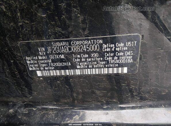 JF2GUADCXR8245000 2024 SUBARU CROSSTREK Black Engine compartment view