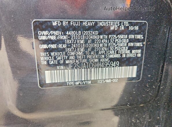 JF2SJATC6HH495949 2017 SUBARU FORESTER 2.5I TO Серый Вид наклейки с VIN-кодом