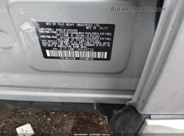 JF2SJAWC1HH549234 2017 SUBARU FORESTER 2.5I TO Gray Vista del compartimento del motor