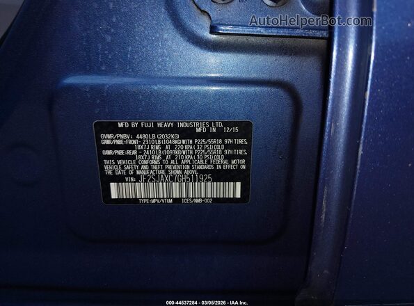JF2SJAXC7GH511925 2016 SUBARU FORESTER 2.5I TO Синий Вид подкапотного пространства