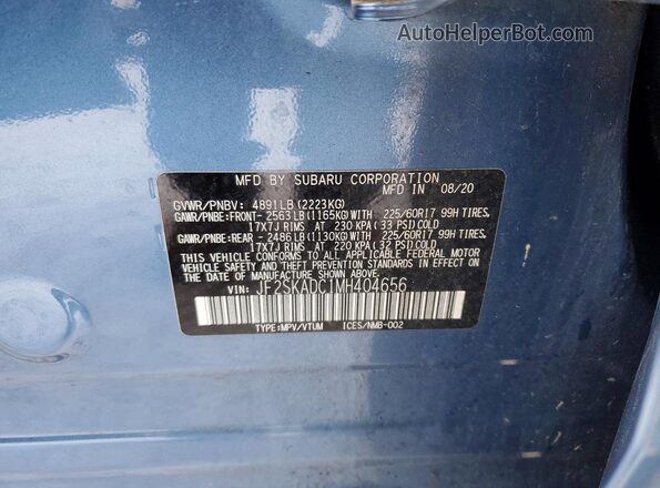 JF2SKADC1MH404656 2021 SUBARU FORESTER Blue Engine compartment view