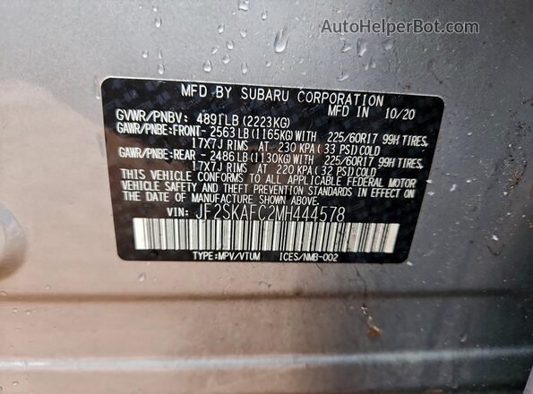 JF2SKAFC2MH444578 2021 SUBARU FORESTER Blue Widok wnętrza 360 stopni