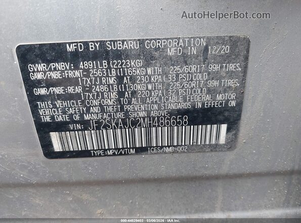 JF2SKAJC2MH486658 2021 SUBARU FORESTER Серебряный Вид подкапотного пространства