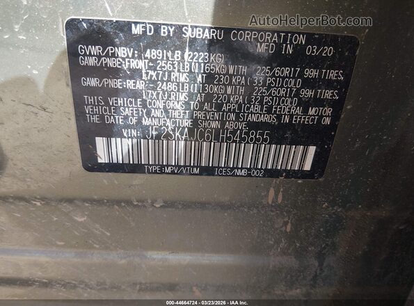 JF2SKAJC6LH545855 2020 SUBARU FORESTER Зеленый 