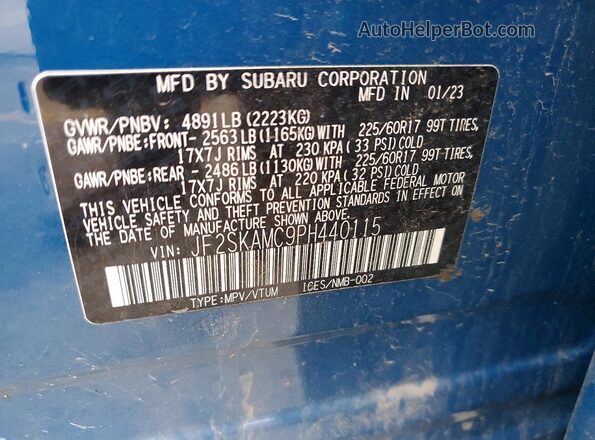 JF2SKAMC9PH440115 2023 SUBARU FORESTER Синий Вид подкапотного пространства