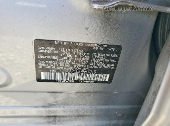 JF2SKAPC0KH557019 2019 SUBARU FORESTER Silver 