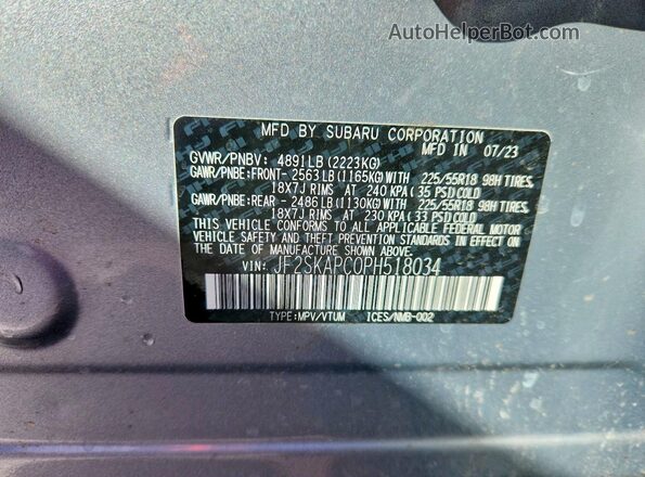 JF2SKAPC0PH518034 2023 SUBARU FORESTER Silver 